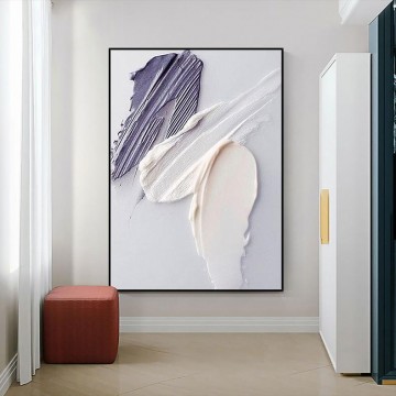 Texturkunst Werke - Lassen Sie abstraktes weißes purpurrotes Biege durch Paletten Messerwandkunst Minimalismusbeschaffenheit fallen